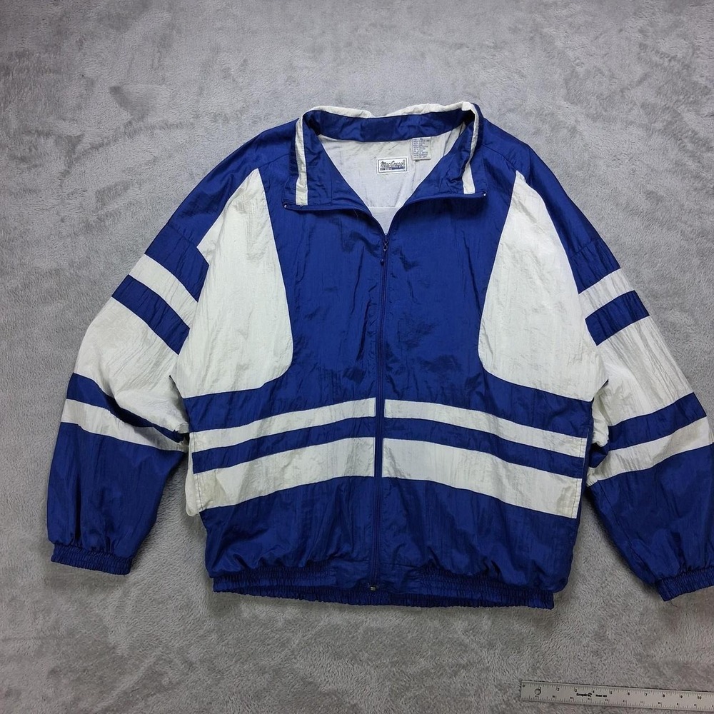 Vintage MacGregor Blue White Windbreaker Jacket XL 90s Retro Track Jacket